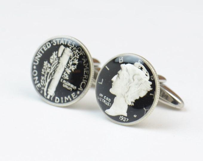 Cufflinks mercury silver dime coin United States Coin Collector Gifts,Dad Coin Gift,Upcycled,mens gift accessories jewelry