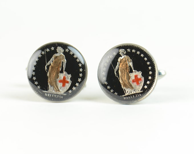 Switzerland coins Cufflinks Coin Collector Gifts,Dad Coin Gift,Upcycled,mens gift accessories jewelry