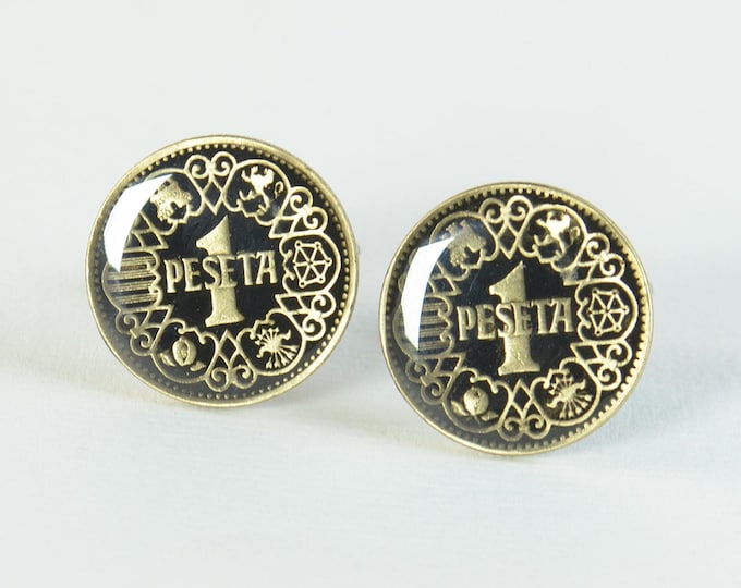 Cufflinks Wedding coins from 1944 peseta Spain Coin Collector Gifts,Dad Coin Gift,Upcycled,mens gift accessories jewelry