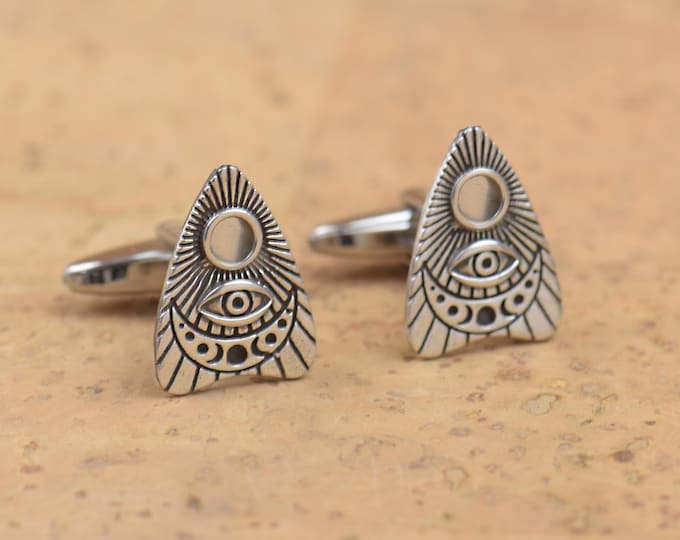 Sterling silver Planchette Ouija cufflinks.Artisan handmade.Jewelry for men or women.Nature ring, handmade spiritual. Witch evil