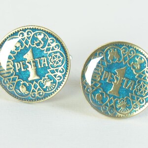 Cufflinks Wedding  coins from 1944 peseta Spain Coin Collector Gifts,Dad Coin Gift,Upcycled,mens gift accessories jewelry