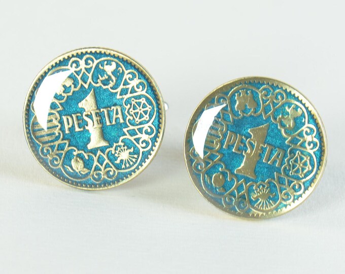 Cufflinks Wedding  coins from 1944 peseta Spain Coin Collector Gifts,Dad Coin Gift,Upcycled,mens gift accessories jewelry