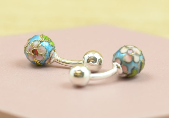 Enamel Art Cufflinks: Japanese Cloisonne Pattern - Sterling Silver Prong, Stylish Office Wear, Luxury Mens Gift
