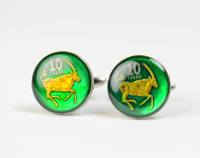Botswana Cufflinks Coin Coin Collector Gifts,Dad Coin Gift,Upcycled,mens gift accessories jewelry