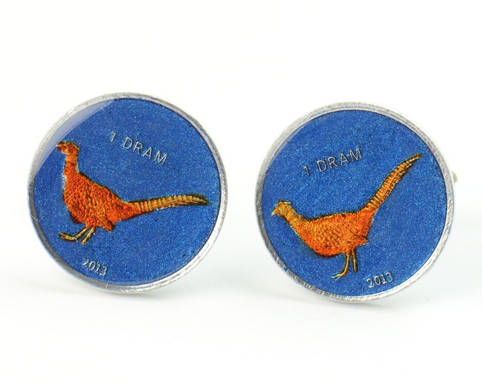 Cufflinks Coins Nagorno Karabakh Peacock Coin Collector Gifts,Dad Coin Gift,Upcycled,mens gift accessories jewelry