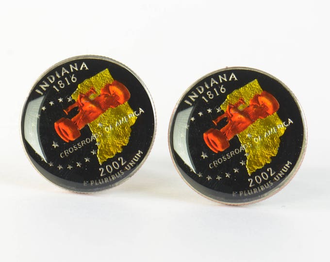 Cufflinks Indiana coin men United States Coin Collector Gifts,Dad Coin Gift,Upcycled,mens gift accessories jewelry