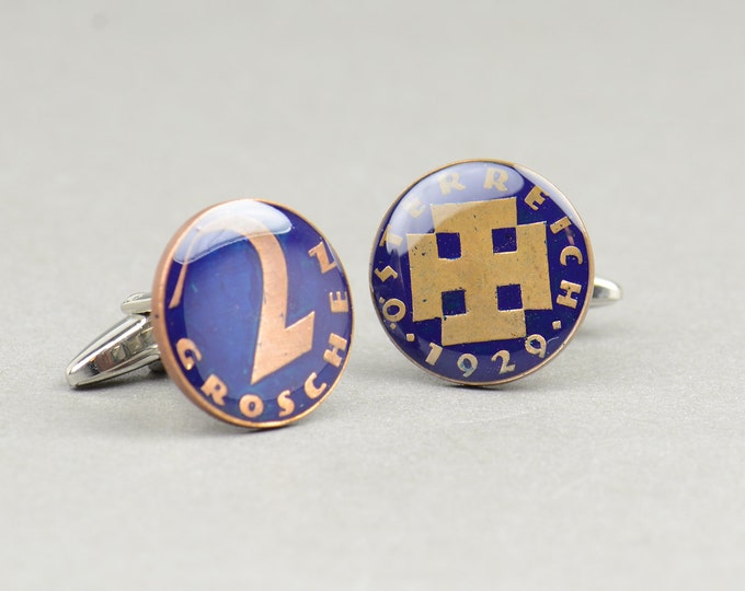 Enamel  Cufflinks - Austria Coin Coin Collector Gifts,Dad Coin Gift,Upcycled,mens gift accessories jewelry