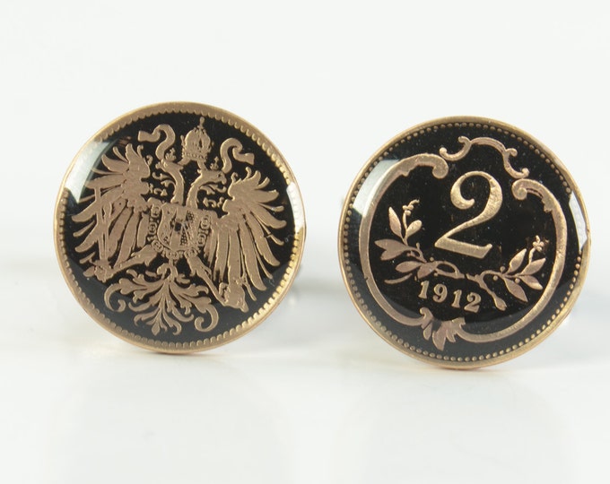 Enamel  Cufflinks - Austria Coin - Republik Osterreich.Mens accessories gift jewelry