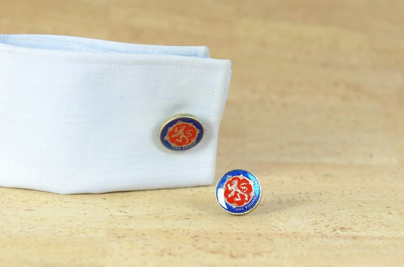 Enamel coin pound Cufflinks.United Kingdom.Great Britain Coin Collector Gifts,Dad Coin Gift,Upcycled,mens gift accessories jewelry