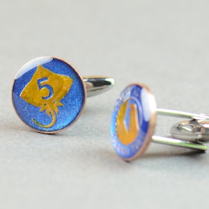 Cufflinks Iceland enamel Coin.Carp cufflinks Coin Collector Gifts,Dad Coin Gift,Upcycled,mens gift accessories jewelry