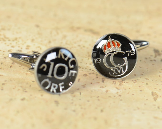 Sweden antique Coin Cufflinks -  Scandinavian Coin Collector Gifts,Dad Coin Gift,Upcycled,mens gift accessories jewelry