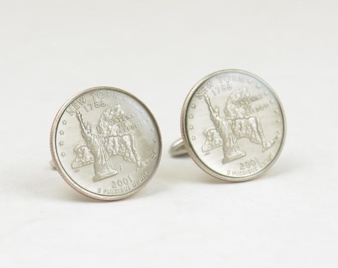 Cufflinks New York coin men United States.Mens accessories gift jewelry cuff links