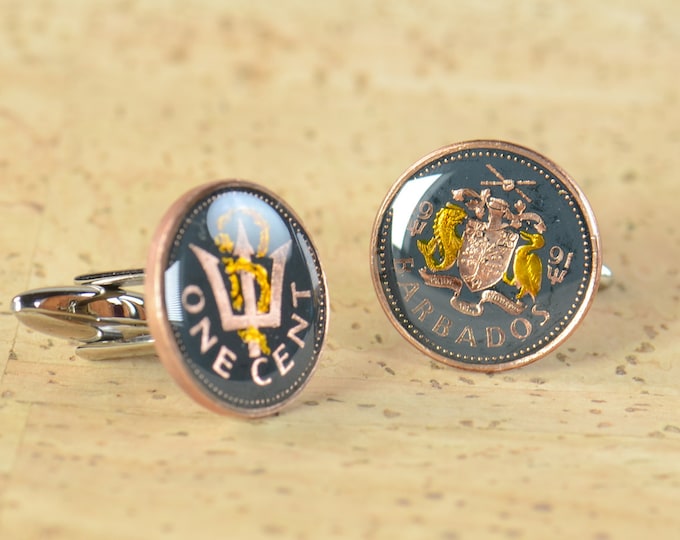 Cufflinks  Coin from Barbados Coin Collector Gifts,Dad Coin Gift,Upcycled,mens gift accessories jewelry