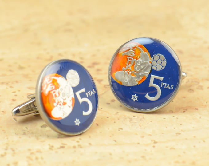 Cufflinks 5 pesetas coins from Spain Coin Collector Gifts,Dad Coin Gift,Upcycled,mens gift accessories jewelry