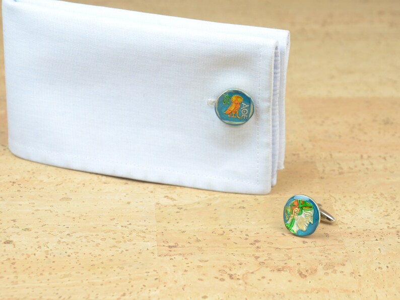 Greece Athens Drachm 5th century Cufflinks.Greek Drachma.Cuff links accessories mens gift jewelry