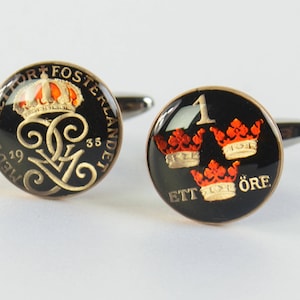 Sweden antique Coin Cufflinks -  Scandinavian Coin Collector Gifts,Dad Coin Gift,Upcycled,mens gift accessories jewelry