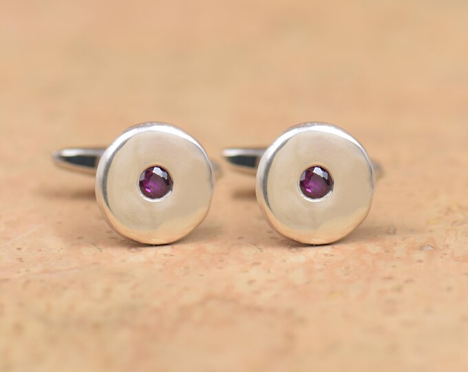 Sterling silver and Ruby Gemstone Cufflinks - Mens Gift - Accessories-Gift ,ruby cufflinks.Gift for him.Elegant cufflinks.Groome cuff links