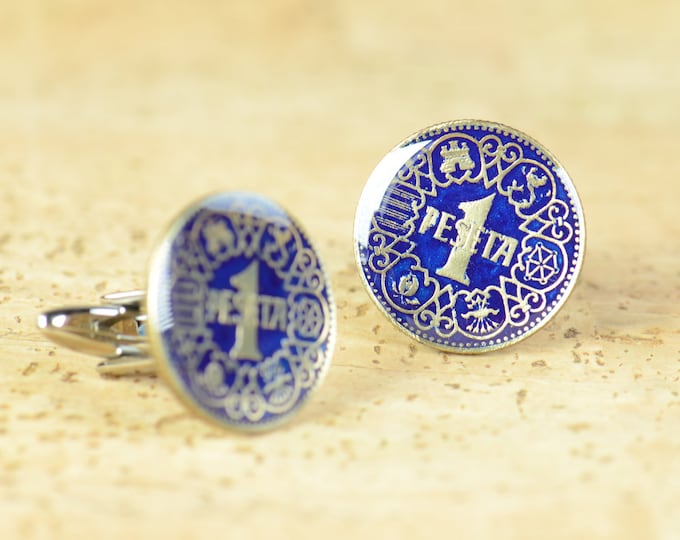 Cufflinks Wedding coins peseta Spain Coin Collector Gifts,Dad Coin Gift,Upcycled,mens gift accessories jewelry