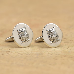 Owl sterling silver cufflinks.Men accessories,Cuff links- Owl lovers