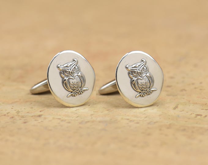 Owl sterling silver cufflinks.Men accessories,Cuff links- Owl lovers