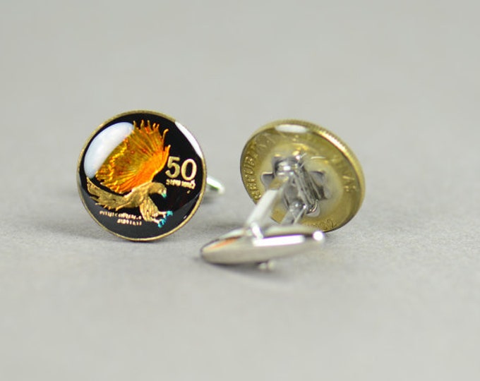 Eagle Philippines coin cuff links Coin Collector Gifts,Dad Coin Gift,Upcycled,mens gift accessories jewelry