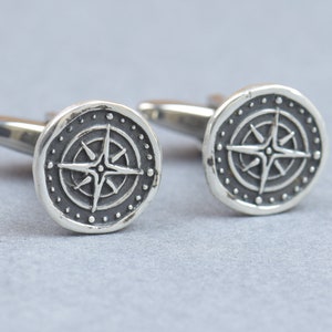 Compass sterling silver cufflinks.Men accessories,Cuff links-Stainless universe galaxy physics find your way