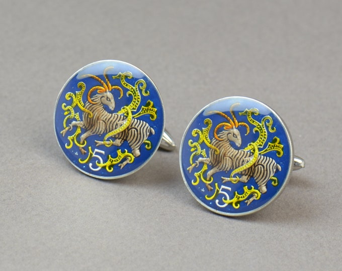 Isle of Man Cufflinks - enamel coins Coin Collector Gifts,Dad Coin Gift,Upcycled,mens gift accessories jewelry
