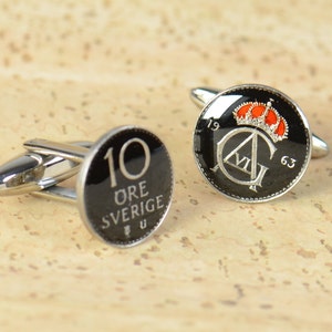 Sweden antique Coin Cufflinks -  Scandinavian Coin Collector Gifts,Dad Coin Gift,Upcycled,mens gift accessories jewelry