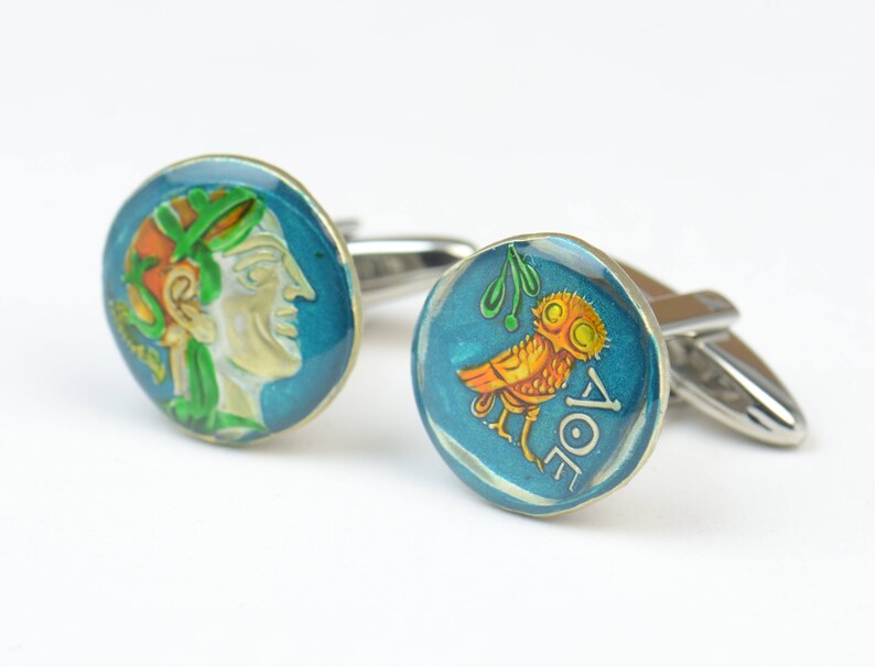 Greece Athens Drachm 5th century Cufflinks.Greek Drachma.Cuff links accessories mens gift jewelry