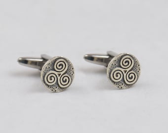 Celtic Triskelion sterling silver cufflinks.Men accessories,Stainless steel, Runes Cufflinks,triskel , Trisquele Celtic Cufflinks