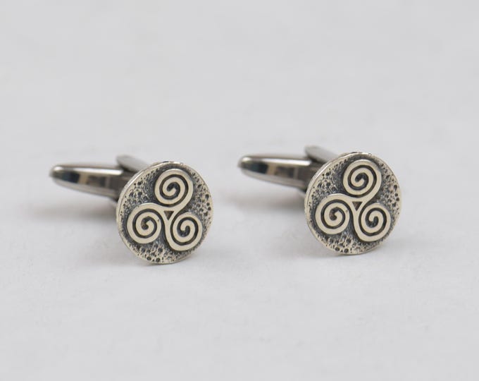 Celtic Triskelion sterling silver cufflinks.Men accessories,Stainless steel, Runes Cufflinks,triskel , Trisquele Celtic Cufflinks