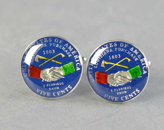Cufflinks Custom Personalized-US 5 cents coin United States.Louisiana Purchase