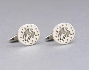 Celtic Dragon Gift: Handmade Wildlife Motif - Sterling Silver, , Mens Office and Wedding Jewelry