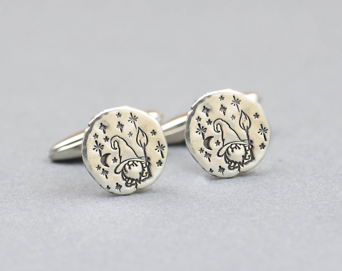 Magic druid Gnome sterling silver cufflinks.Men accessories,Stainless steel, Runes Cufflinks,Dry cufflinks.Forest Cufflinks