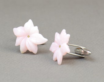 Pink Opal Carved Flower Gemstone Cufflinks