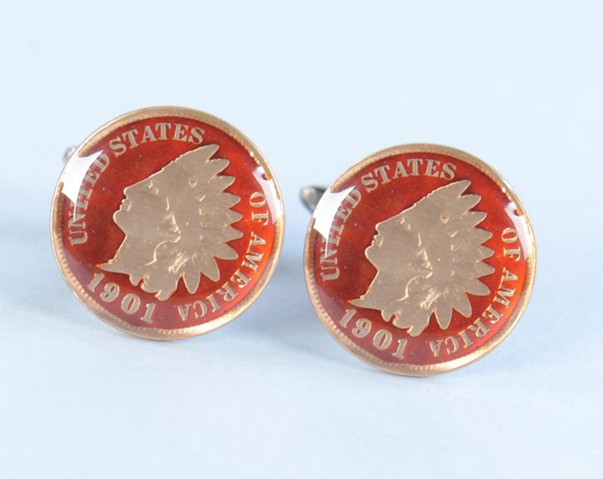United States Antique cufflinks - US 1 cent coin Coin Collector Gifts,Dad Coin Gift,Upcycled,mens gift accessories jewelry
