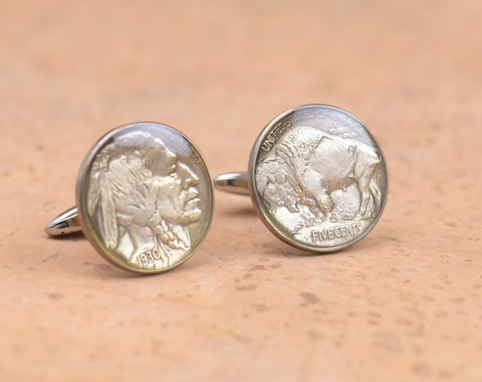 US Cufflinks Replica coin.Old Indian coin US Gifts,Dad Coin Gift,Upcycled,mens gift accessories jewelry.Bison Buffalo Cent Nickel