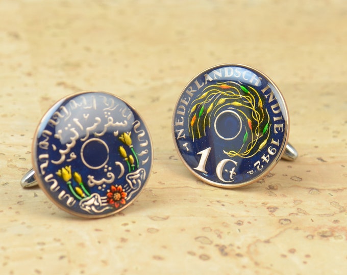 Netherlands East Indies Cufflinks -Antique Coin Coin Collector Gifts,Dad Coin Gift,Upcycled,mens gift accessories jewelry