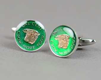 Cufflinks  Seychelles  Islands Buffalo  Coin Coin Collector Gifts,Dad Coin Gift,Upcycled,mens gift accessories jewelry