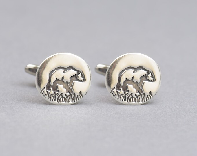 Bear sterling silver cufflinks.Men accessories,Cuff links-Bear accesories. Bear lovers
