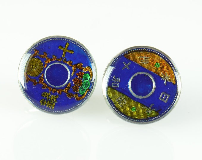 Japanese antique coin - Cufflinks  Japan- Coin Collector Gifts,Dad Coin Gift,Upcycled,mens gift accessories jewelry