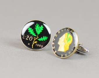 Italian Cufflinks - Antique coins Italy Coin Collector Gifts,Dad Coin Gift,Upcycled,mens gift accessories jewelry