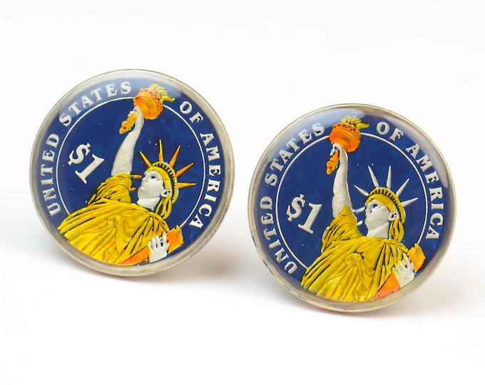 Cufflinks New York coin men United States.Big Size coin Coin Collector Gifts,Dad Coin Gift,Upcycled,mens gift accessories jewelry