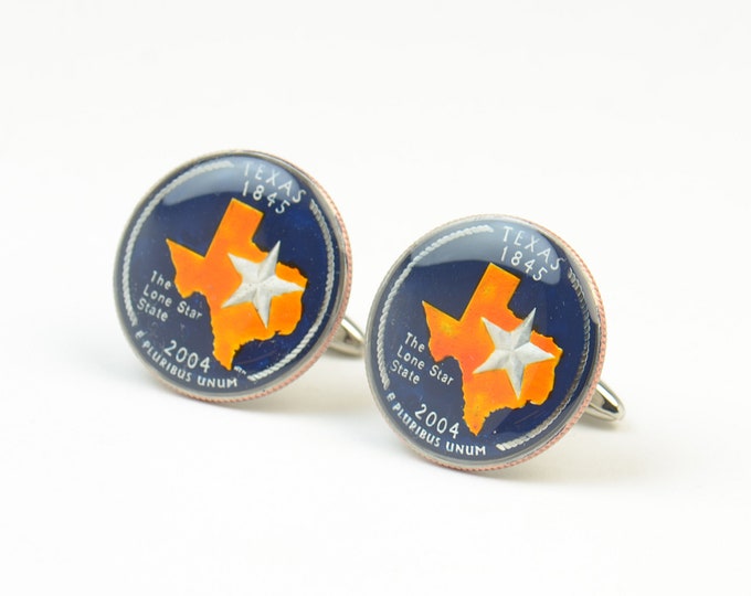 Texas Cufflinks Coin Collector Gifts,Dad Coin Gift,Upcycled,mens gift accessories jewelry