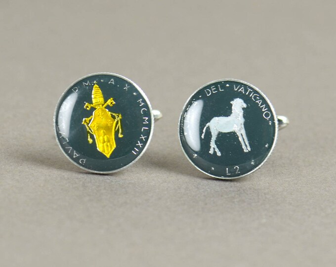 Cufflinks Vatican Coin Coin Collector Gifts,Dad Coin Gift,Upcycled,mens gift accessories jewelry