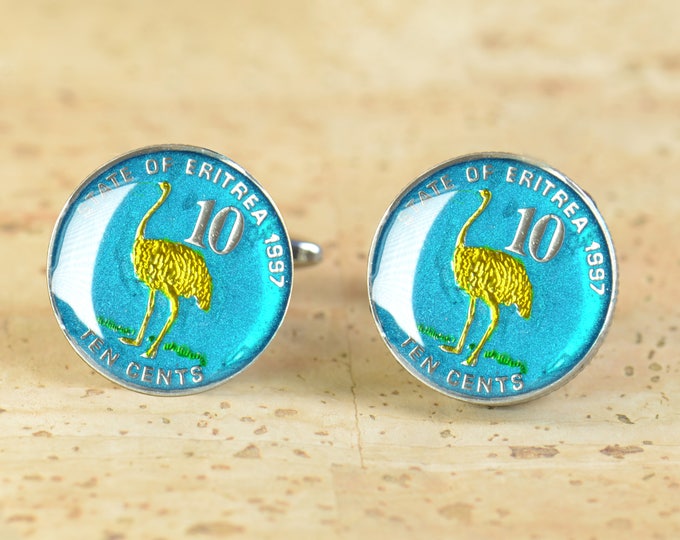 Eritrea Coin  Cufflinks Coin Collector Gifts,Dad Coin Gift,Upcycled,mens gift accessories jewelry