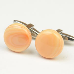 Orange Conch Gemstone Cufflinks.Seashell,shell