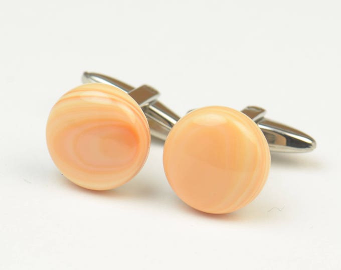 Orange Conch Gemstone Cufflinks.Seashell,shell