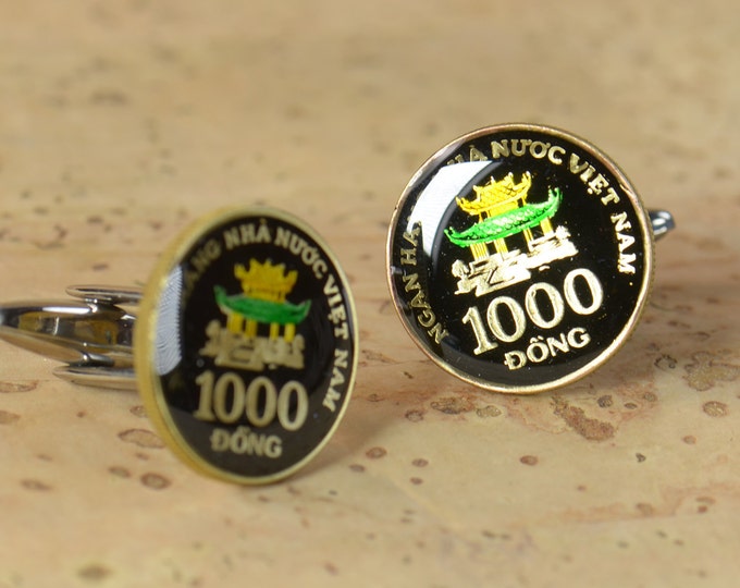 Cufflinks Vietnam coin Coin Collector Gifts,Dad Coin Gift,Upcycled,mens gift accessories jewelry