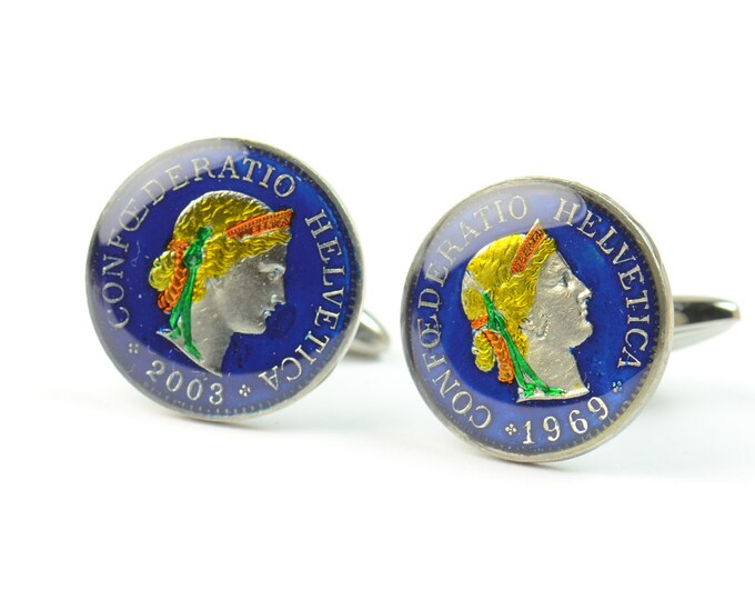 Switzerland coins Cufflinks Coin Collector Gifts,Dad Coin Gift,Upcycled,mens gift accessories jewelry